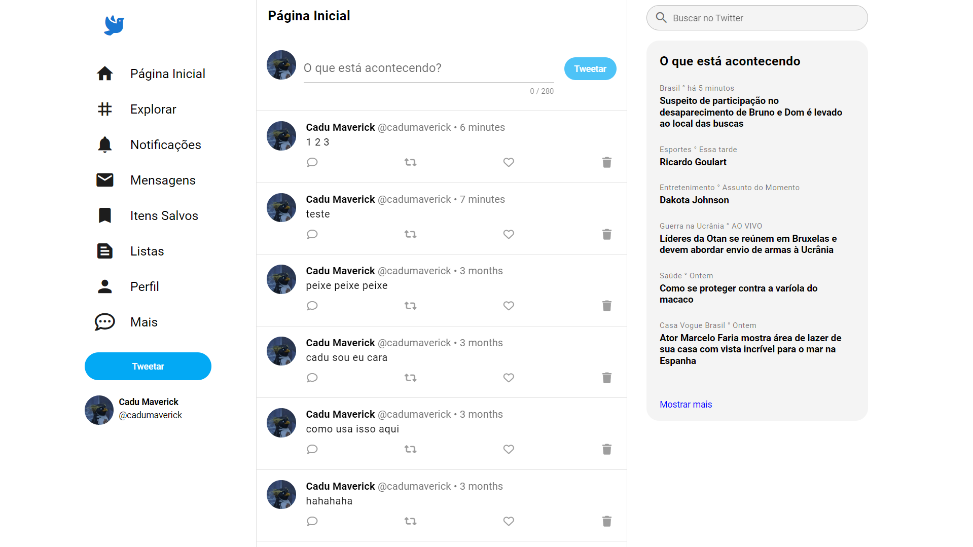 Imagem do projeto: Clone Twitter